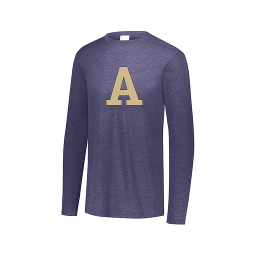[FTLCUBNV-AXS-LOGO2] Decker Men's Tri-Blend T-Shirt - Long Sleeve (Adult XS, Navy, Logo 2)