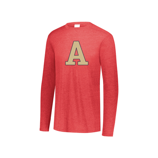 [FTLCUBRD-YS-LOGO2] Decker Youth Tri-Blend T-Shirt - Long Sleeve (Youth S, Red, Logo 2)